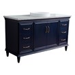 61 in. Single Wooden Vanity  Blue Gray Granite Round Sink