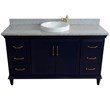 61 in. Single Wooden Vanity  Blue Gray Granite Round Sink