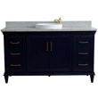 61 in. Single Wooden Vanity  Blue Gray Granite Round Sink