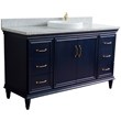 61 in. Single Wooden Vanity  Blue Gray Granite Round Sink