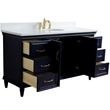 61 in. Single Wooden Vanity  Blue White Quartz Oval Sink