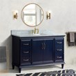 61 in. Single Wooden Vanity  Blue White Carrara Marble Rectangle Sink