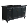61 in. Single Wooden Vanity  Dark Gray Black Galaxy Granite Oval Sink