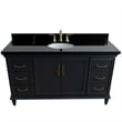 61 in. Single Wooden Vanity  Dark Gray Black Galaxy Granite Oval Sink