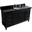 61 in. Single Wooden Vanity  Dark Gray Black Galaxy Granite Oval Sink