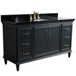 61 in. Single Wooden Vanity  Dark Gray Black Galaxy Granite Rectangle Sink
