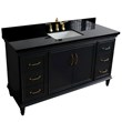 61 in. Single Wooden Vanity  Dark Gray Black Galaxy Granite Rectangle Sink