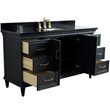 61 in. Single Wooden Vanity  Dark Gray Black Galaxy Granite Rectangle Sink