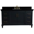61 in. Single Wooden Vanity  Dark Gray Black Galaxy Granite Rectangle Sink