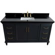 61 in. Single Wooden Vanity  Dark Gray Black Galaxy Granite Rectangle Sink