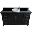 61 in. Single Wooden Vanity  Dark Gray Black Galaxy Granite Round Sink
