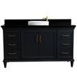 61 in. Single Wooden Vanity  Dark Gray Black Galaxy Granite Round Sink