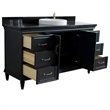 61 in. Single Wooden Vanity  Dark Gray Black Galaxy Granite Round Sink