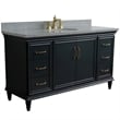 61 in. Single Wooden Vanity  Dark Gray Gray Granite Oval Sink