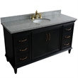 61 in. Single Wooden Vanity  Dark Gray Gray Granite Oval Sink