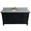 61 in. Single Wooden Vanity  Dark Gray Gray Granite Oval Sink