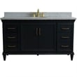 61 in. Single Wooden Vanity  Dark Gray Gray Granite Oval Sink