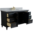 61 in. Single Wooden Vanity  Dark Gray Gray Granite Oval Sink