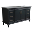 61 in. Single Wooden Vanity  Dark Gray Gray Granite Oval Sink