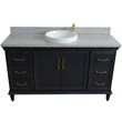 61 in. Single Wooden Vanity  Dark Gray Gray Granite Round Sink