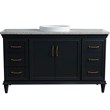 61 in. Single Wooden Vanity  Dark Gray Gray Granite Round Sink