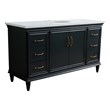 61 in. Single Wooden Vanity  Dark Gray White Quartz Oval Sink