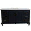 61 in. Single Wooden Vanity  Dark Gray White Quartz Oval Sink