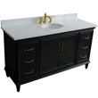 61 in. Single Wooden Vanity  Dark Gray White Quartz Oval Sink