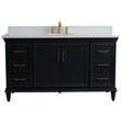 61 in. Single Wooden Vanity  Dark Gray White Quartz Oval Sink