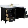 61 in. Single Wooden Vanity  Dark Gray White Quartz Oval Sink