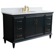 61 in. Single Wooden Vanity  Dark Gray White Quartz Oval Sink