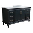 61 in. Single Wooden Vanity  Dark Gray White Quartz Round Sink