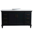 61 in. Single Wooden Vanity  Dark Gray White Quartz Round Sink