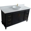 61 in. Single Wooden Vanity  Dark Gray White Quartz Round Sink