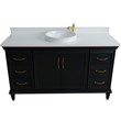 61 in. Single Wooden Vanity  Dark Gray White Quartz Round Sink