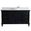 61 in. Single Wooden Vanity  Dark Gray White Quartz Round Sink