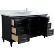 61 in. Single Wooden Vanity  Dark Gray White Quartz Round Sink
