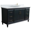 61 in. Single Wooden Vanity  Dark Gray White Quartz Round Sink