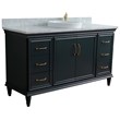 61 in. Single Wooden Vanity  Dark Gray White Carrara Marble Round Sink