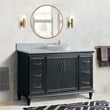 61 in. Single Wooden Vanity  Dark Gray White Carrara Marble Round Sink