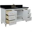 61 in. Single Wooden Vanity  White with Black Galaxy Oval Sink