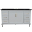 61 in. Single Wooden Vanity  White with Black Galaxy Oval Sink
