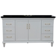 61 in. Single Wooden Vanity  White with Black Galaxy Oval Sink