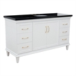 61 in. Single Wooden Vanity  White with Black Galaxy Oval Sink