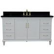 61 in. Single Wooden Vanity  White with Black Galaxy Oval Sink