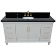 61 in. Single Wooden Vanity  White with Black Galaxy Oval Sink