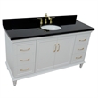 61 in. Single Wooden Vanity  White with Black Galaxy Oval Sink