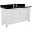 61 in. Single Wooden Vanity  White with Black Galaxy Oval Sink