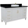 61 in. Single Wooden Vanity  White with Black Galaxy Rectangle Sink