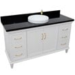 61 in. Single Wooden Vanity  White with Black Galaxy Rectangle Sink